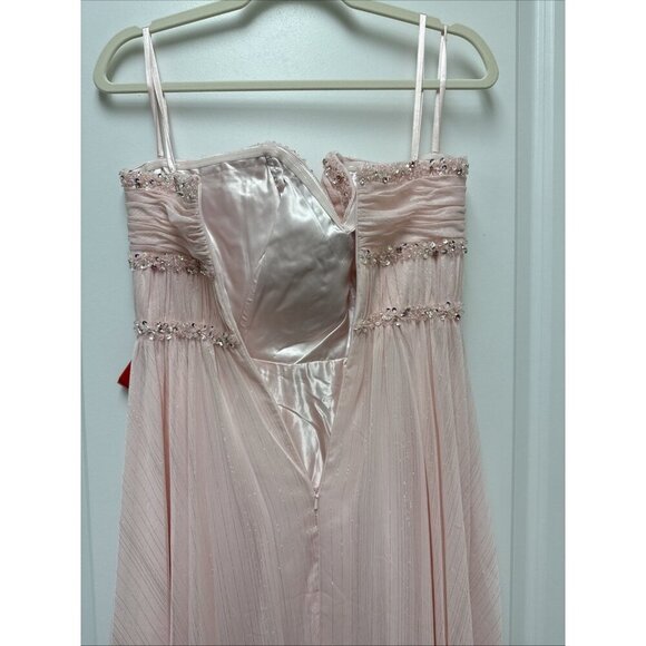 Mac Duggal Size 6 Pink 68096 Beaded Strapless Ruffle High Low Gown Dress New - Picture 8 of 11